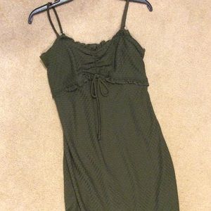 Olive eyelet spaghetti strap sun dress.